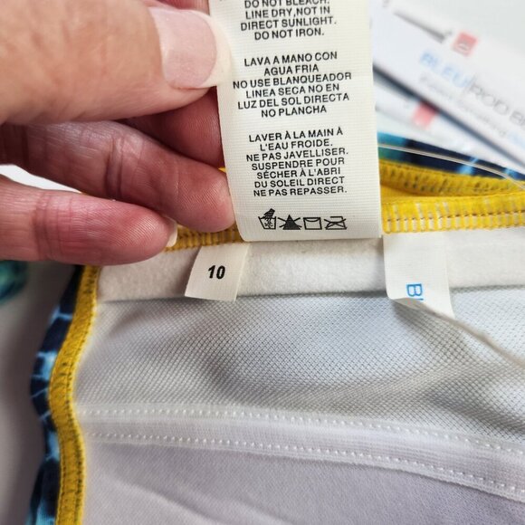 Bleu Rod Beattie Multicolor Bandeau Bikini Top Sz 10 Acid Wash Swim - Picture 8 of 16